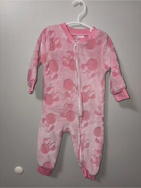 Disney Pink Minnie Mouse Fuzzy Fleece Footless Zip Sleeper 18M